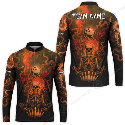 Custom Bowling Team Unisex Polo Shirt, Neon Skull CNB Bowling Custom Shirt Featuring Personalized Name and Team Name