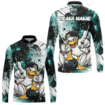 Custom Bowling Jersey Polo Shirt, Cool Duck Bowling, Custom Bowling Jersey Team Shirt For Players With Name & Team Name
