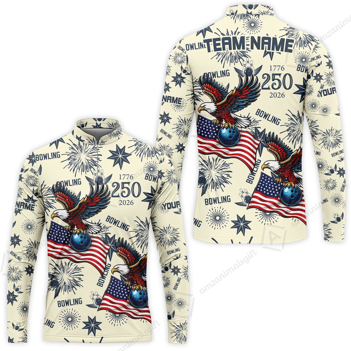 Custom Bowling Jersey Polo Shirt, USA 250 Years of Independence Bowling, Custom Bowling Jersey Team Shirt For Players With Name and Team Name