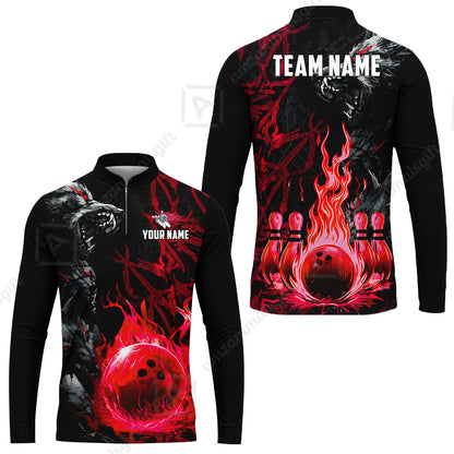 Custom Bowling Jersey Polo Shirt, Hellfire Werewolf & Crimson Strike, Custom Bowling Jersey Team Shirt For Players With Name & Team Name