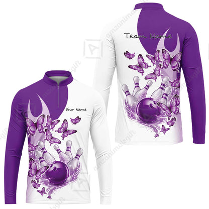 Custom Bowling Jersey Polo Shirt, Butterfly Strike, Personalized Name & Team Name