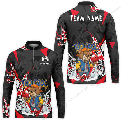 Custom Bowling Jersey Polo Shirt, Streetwear Style Bear Bowling, Custom Bowling Jersey Team Shirt For Players With Name & Team Name