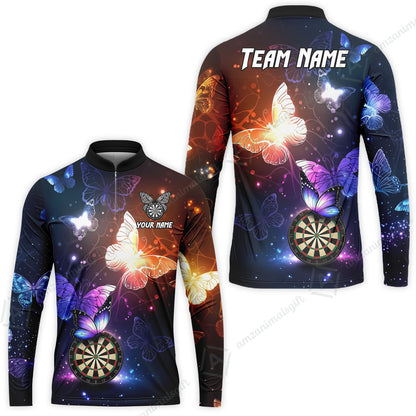 Custom Darts Jersey Polo Shirt, Butterfly Sparkle Darts, Custom Dart Jersey Team Shirt For Players With Name & Team Name