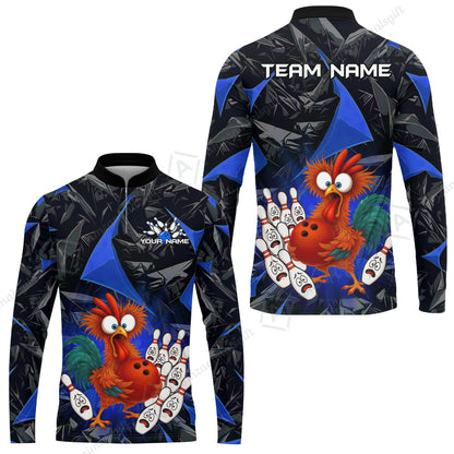 Custom Bowling Jersey Polo Shirt, Crazy Chicken Bowling Custom Bowling Jersey Team Shirt For Players With Name & Team Name