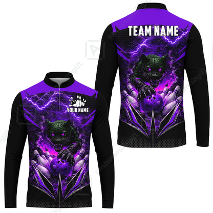 Custom Bowling Jersey Polo Shirt, Electric Panther Bowling, Personalized Name & Team Name