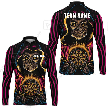 Custom Darts Team Jersey, Personalized Grim Reaper Dart Polo Shirt For Players With Name & Team Name