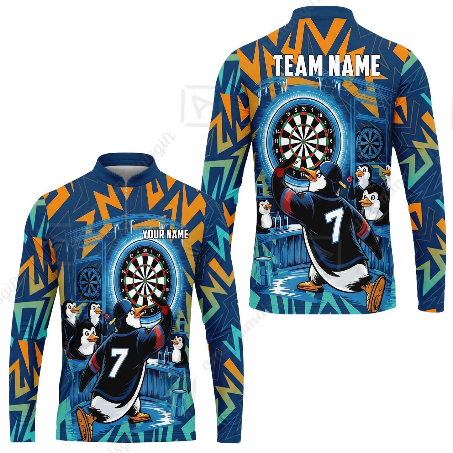 Custom Darts Team Jersey, Personalized Penguins Strike Dart Polo Shirt For Players With Name & Team Name
