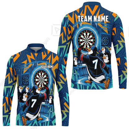 Custom Darts Team Jersey, Personalized Penguins Strike Dart Polo Shirt For Players With Name & Team Name