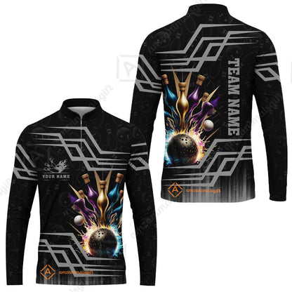 Customized Bowling Unisex Polo, Bowling And Pins Royal Multicolor Option Customized Name And Team Name For Bowling Team