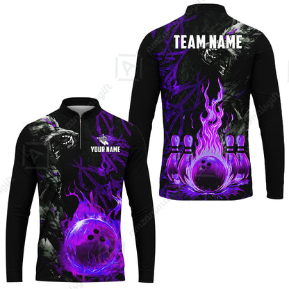 Custom Bowling Jersey Polo Shirt, Hellfire Werewolf & Crimson Strike, Custom Bowling Jersey Team Shirt For Players With Name & Team Name