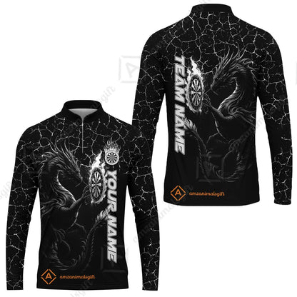 Customized Darts Long Sleeve Jersey, Big Dragon Dartboard Flame Darts Team Style Long Sleeve Jersey for Players, Jersey for Darts Players
