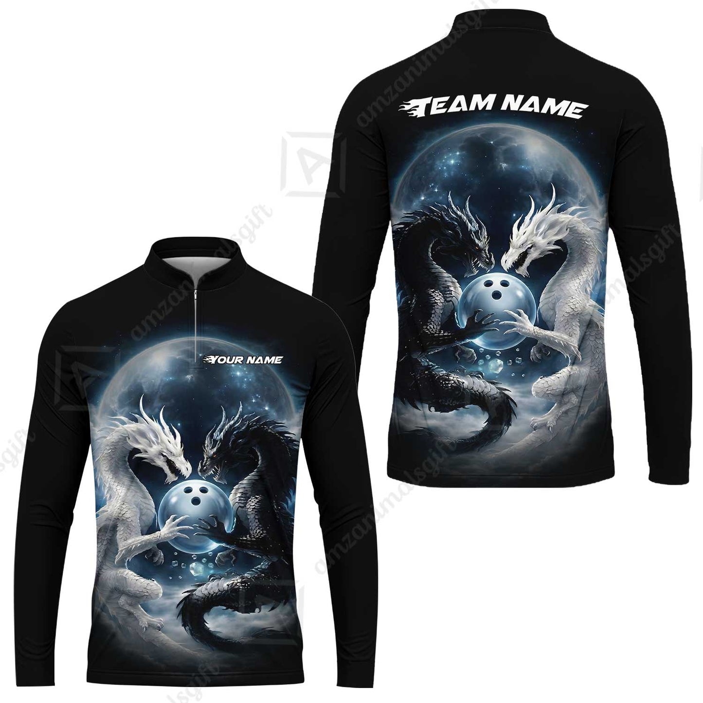 Custom Double Dragon Bowling Jersey Polo Shirt, Custom Double Dragon Bowling Jersey Team Shirt For Players With Name & Team Name