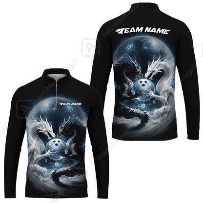 Custom Double Dragon Bowling Jersey Polo Shirt, Custom Double Dragon Bowling Jersey Team Shirt For Players With Name & Team Name