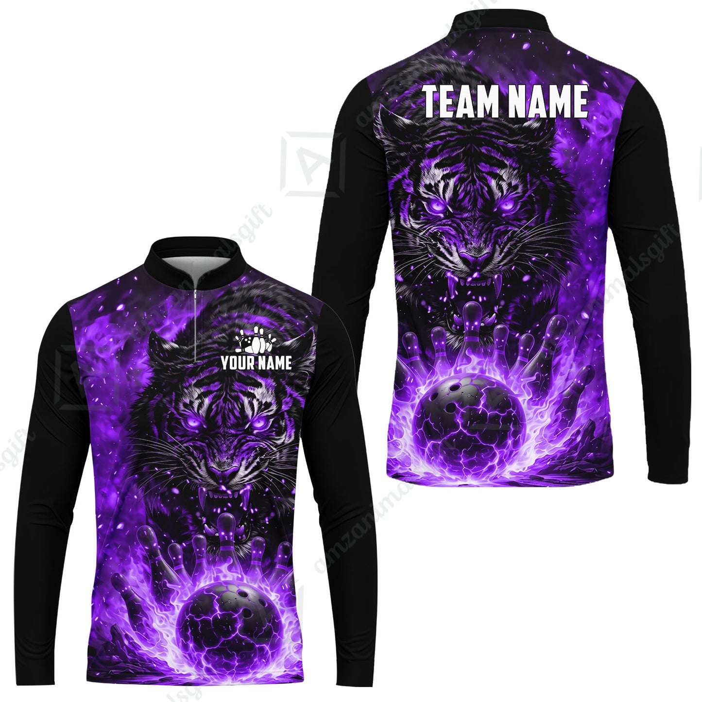 Custom Bowling Jersey Polo Shirt, Cursed Phantom Tiger, Custom Bowling Jersey Team Shirt For Players With Name & Team Name