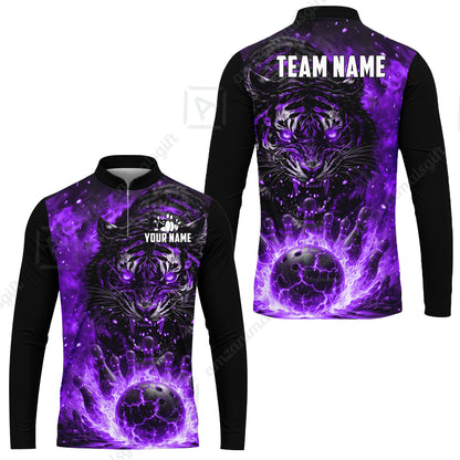 Custom Bowling Jersey Polo Shirt, Cursed Phantom Tiger, Custom Bowling Jersey Team Shirt For Players With Name & Team Name