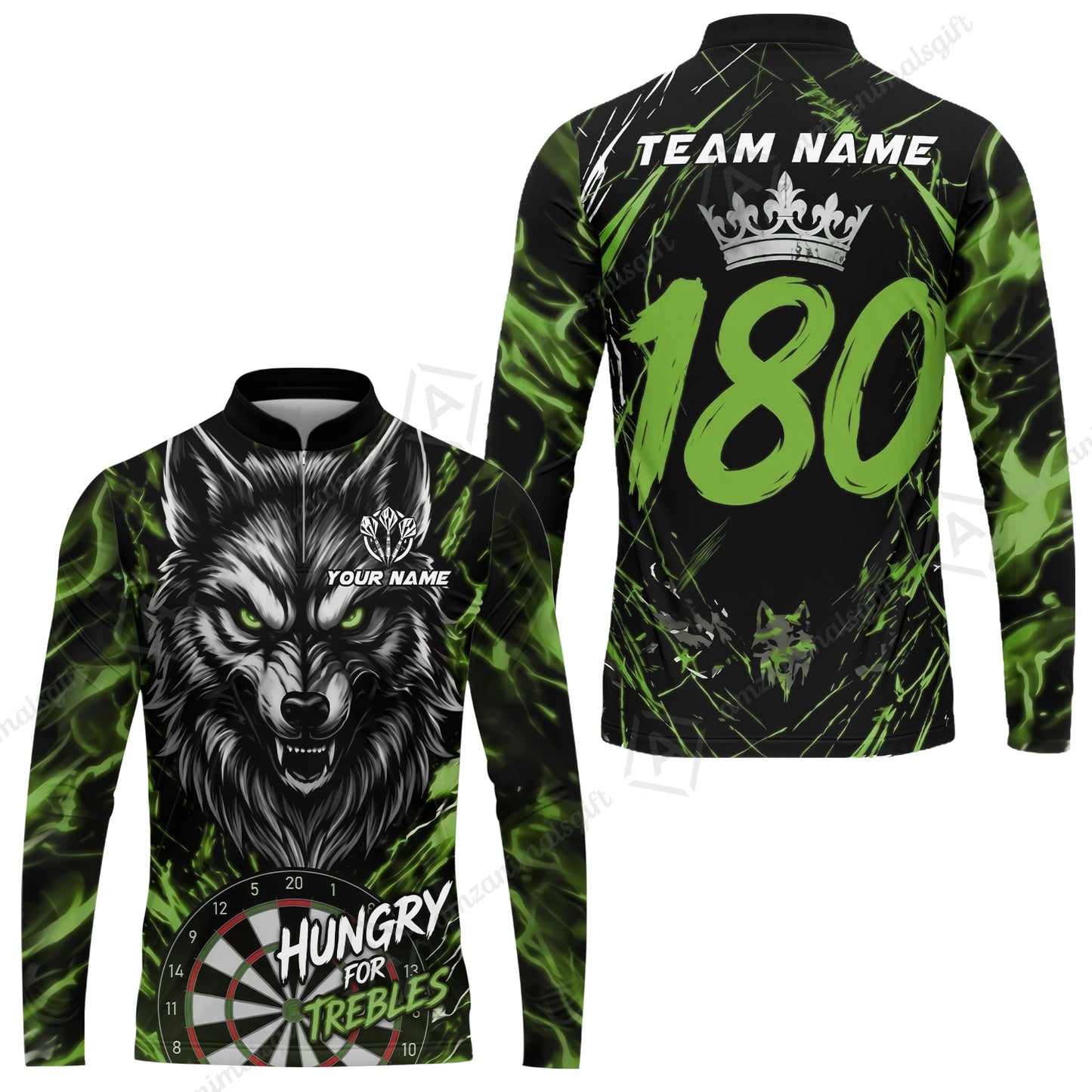 Custom Darts Jersey Polo Shirt, Wolf 180, Custom Dart Jersey Team Shirt For Players With Name & Team Name