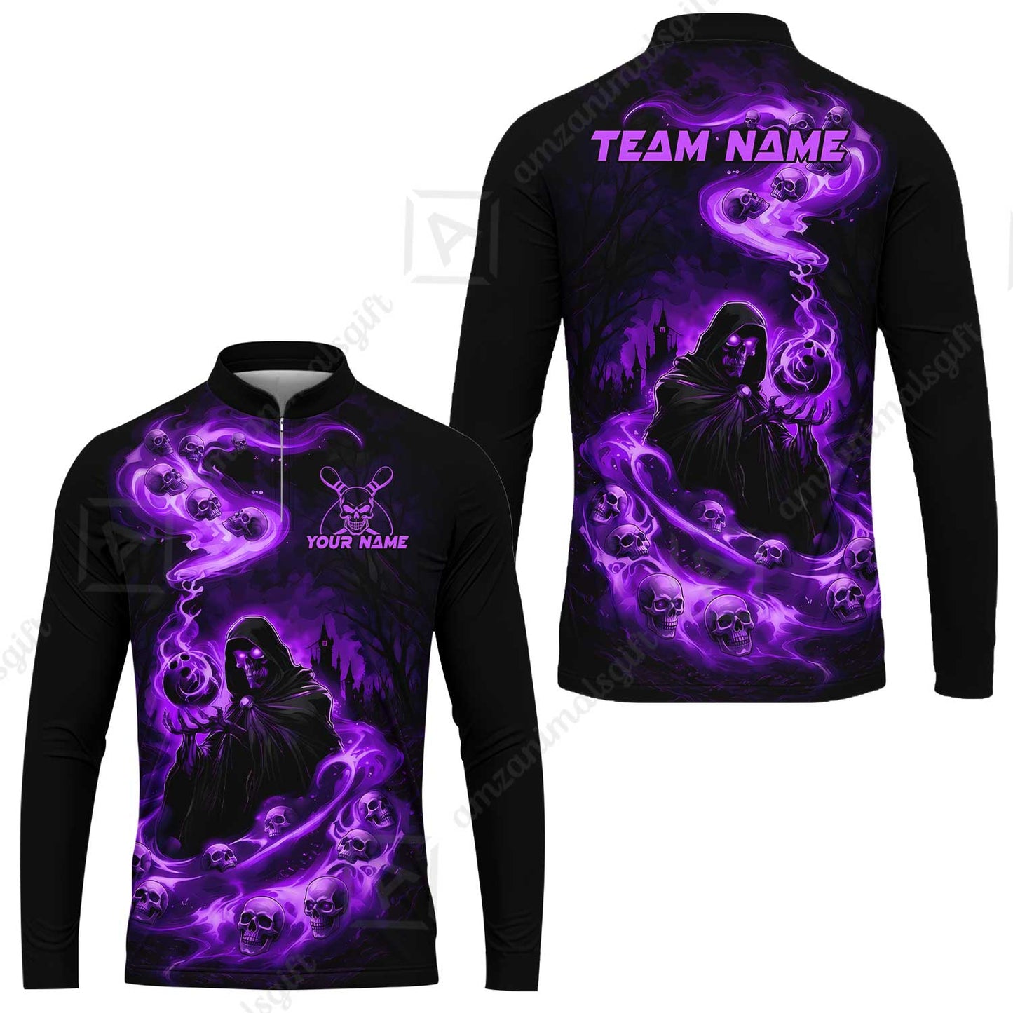 Custom Bowling Jersey Polo Shirt, Fiery Pool Shark, Custom Bowling Jersey Team Shirt For Players With Name & Team Name