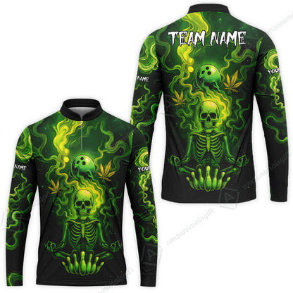 Custom Bowling Team Unisex Polo Shirt, Neon Skull CNB Bowling Custom Shirt Featuring Personalized Name and Team Name