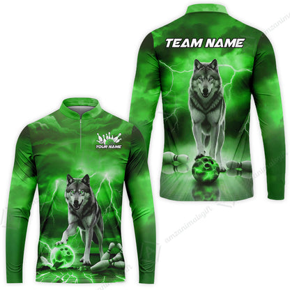 Custom Bowling Jersey Polo Shirt, Electric Wolf Bowling Custom Bowling Jersey Team Shirt For Players With Name & Team Name