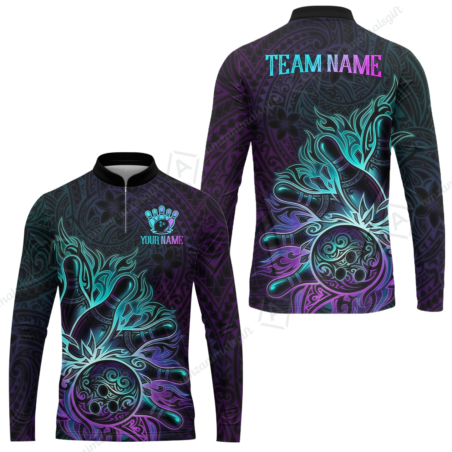 Custom Bowling Jersey Polo Shirt, Maori Tattoo Bowling, Custom Bowling Jersey Team Shirt For Players With Name & Team Name