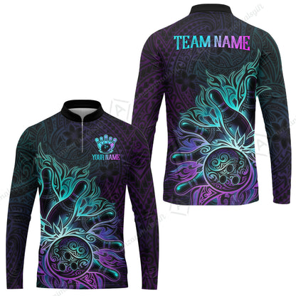 Custom Bowling Jersey Polo Shirt, Maori Tattoo Bowling, Custom Bowling Jersey Team Shirt For Players With Name & Team Name