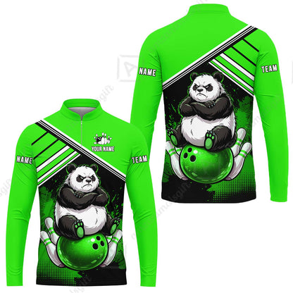 Custom Bowling Jersey Polo Shirt, Panda Mascot Bowling Custom Bowling Jersey Team Shirt For Players With Name & Team Name