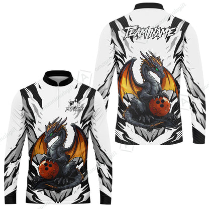 Custom Bowling Jersey Polo Shirt, Dragon Lover Custom Bowling Jersey Team Shirt For Players With Name & Team Name