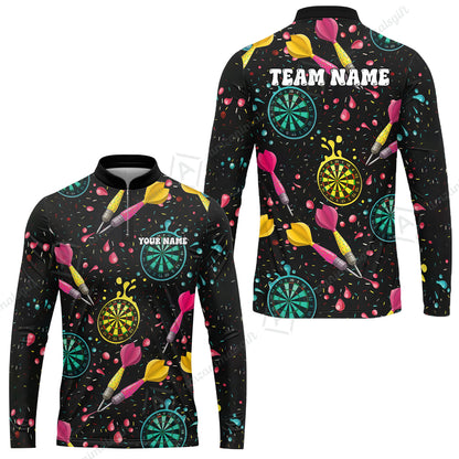 Customized Darts Team Uniform Shirt, Funny Colorful Donuts Darts and Dartboard, Personalized Name And Team Name