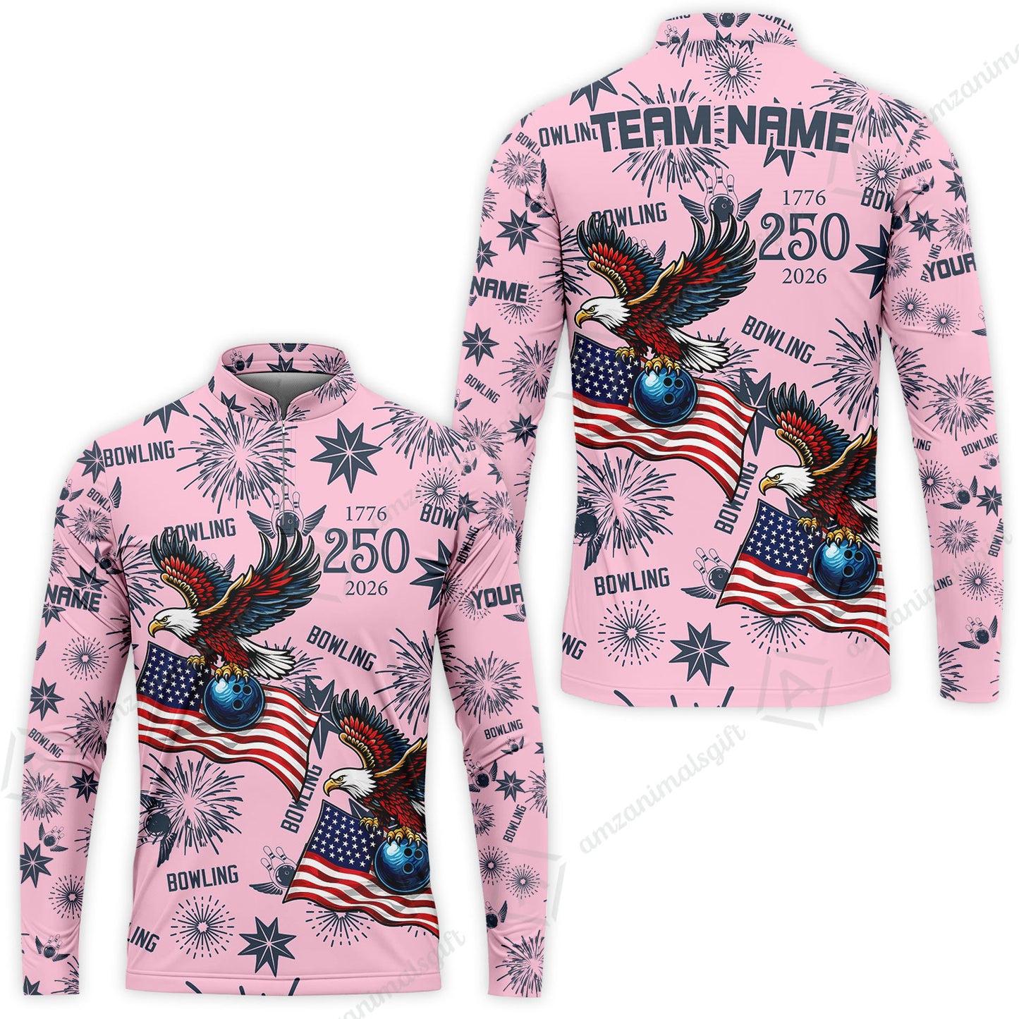 Custom Bowling Jersey Polo Shirt, USA 250 Years of Independence Bowling, Custom Bowling Jersey Team Shirt For Players With Name and Team Name