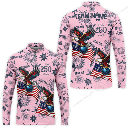 Custom Bowling Jersey Polo Shirt, USA 250 Years of Independence Bowling, Custom Bowling Jersey Team Shirt For Players With Name and Team Name