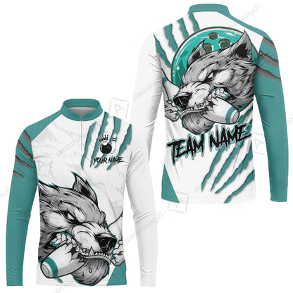 Customized Bowling Jerseys, Fierce Wolf Artwork Scratch, Uniform Bowling - Personalized Name And Team Name