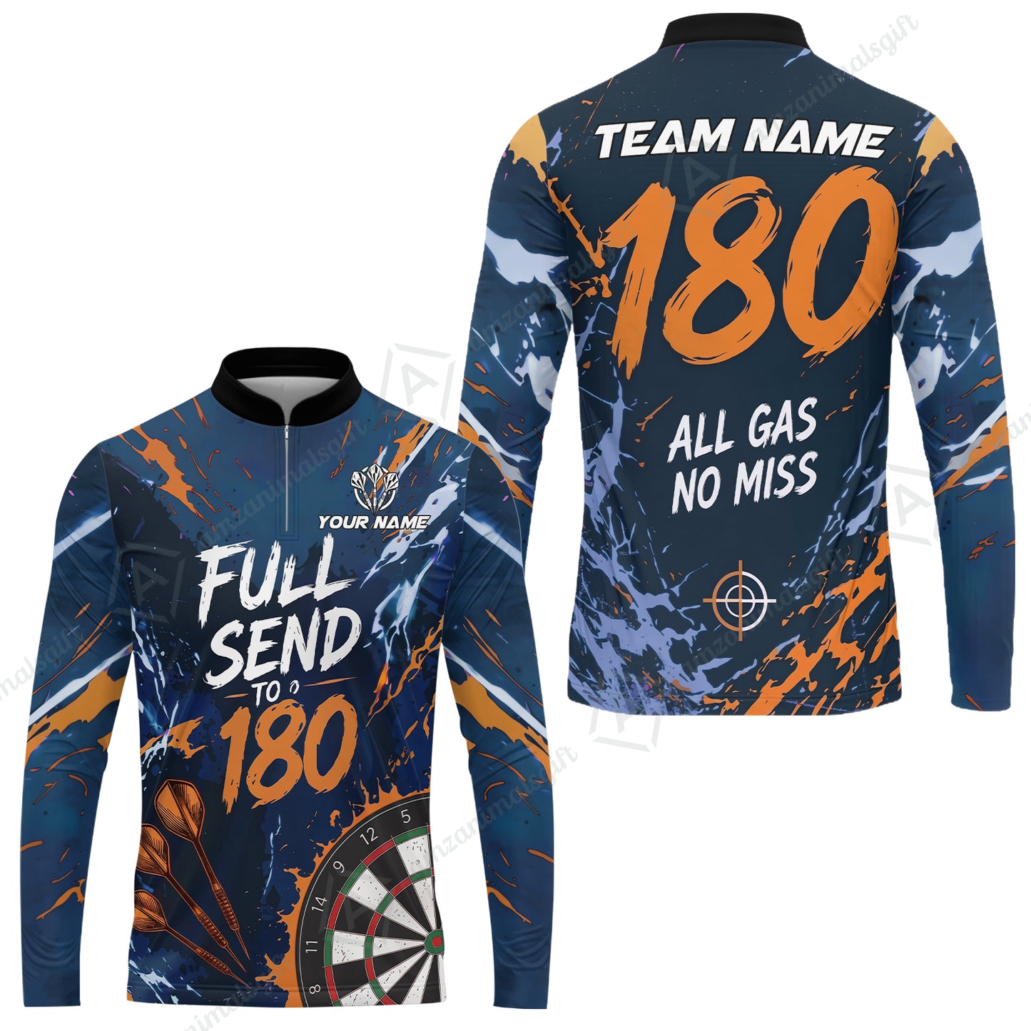 Customized Darts Team Jersey, Full Send To 180, All Gas No Miss, Personalized Polo Shirt For Players With Name & Team Name