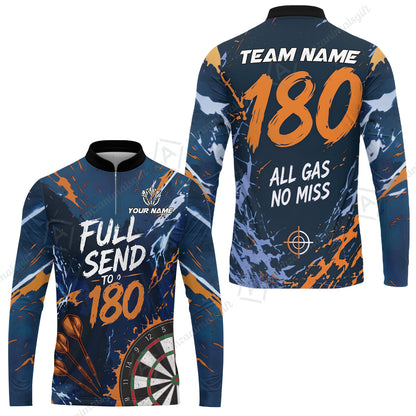 Customized Darts Team Jersey, Full Send To 180, All Gas No Miss, Personalized Polo Shirt For Players With Name & Team Name