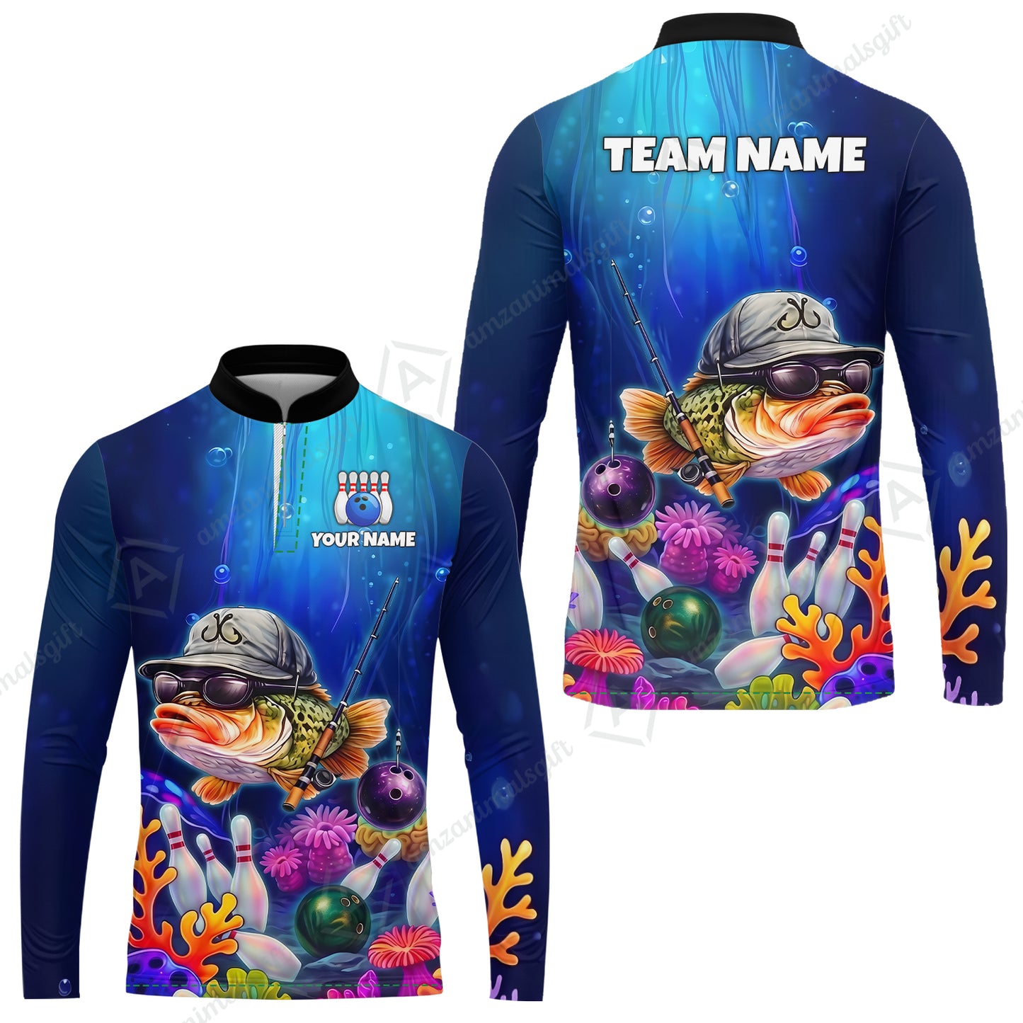 Customized Bowling Fish Bowling Jersey, Custom Name And Team Name For Bowlers
