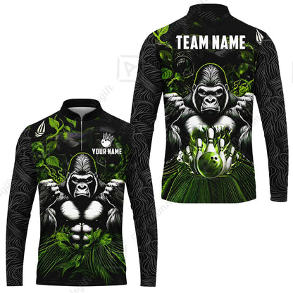Custom Bowling Jersey Polo Shirt, Furious Gorilla Mascot, Custom Bowling Jersey Team Shirt For Players With Name & Team Name