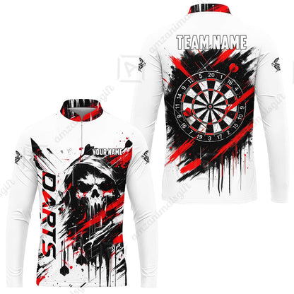 Custom Darts Jersey Polo Shirt, Grim Reaper Sketch Splatter, Custom Dart Jersey Team Shirt For Players With Name & Team Name