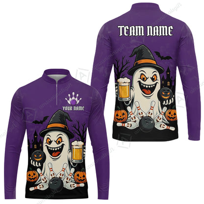 Custom Bowling Jersey Polo Shirt, Bowling Halloween Witch, Custom Bowling Jersey Team Shirt For Players With Name & Team Name