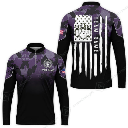 Custom Bowling Jersey Polo Shirt, Tactical Camo Patriotic Flag, Custom Bowling Jersey Team Shirt For Players With Name and Team Name