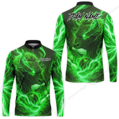 Custom Bowling Jersey Polo Shirt, Charging Bull Bowling Custom Bowling Jersey Team Shirt For Players With Name & Team Name