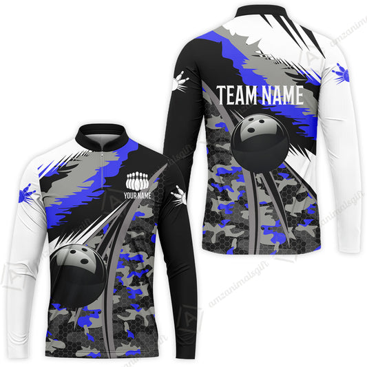 Custom Bowling Team Jersey, Personalized Long Sleeve Jersey Shirt Camo Bowling Shirt with Name & Team Name