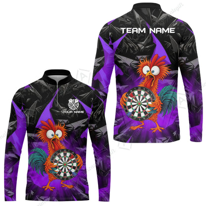 Custom Darts Team Jersey, Personalized Funky Rooster Dart Shirt For Players With Name & Team Name