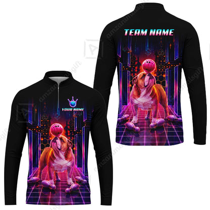 Custom Bowling Jersey Polo Shirt, Cyber Bowling Dog, Custom Bowling Jersey Team Shirt For Players With Name & Team Name