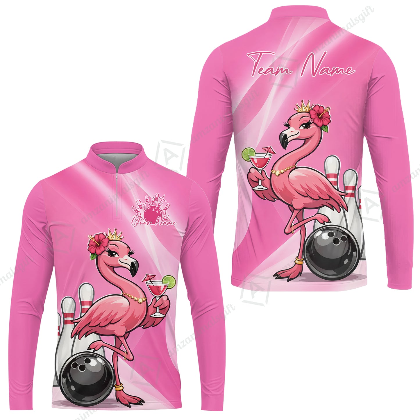 Custom Bowling Jersey Polo Shirt, Flamingo Queen Bowling, Custom Bowling Jersey Team Shirt For Players With Name & Team Name