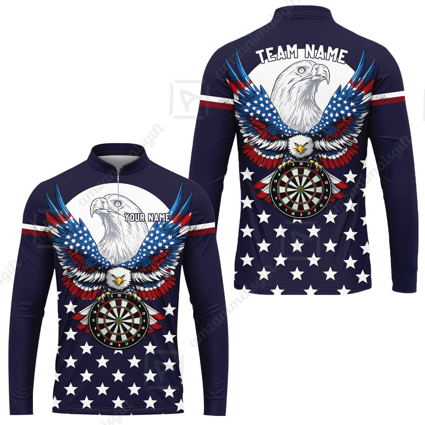 Custom Darts Jersey Polo Shirt, American Eagle, Custom Dart Jersey Team Shirt For Players With Name & Team Name