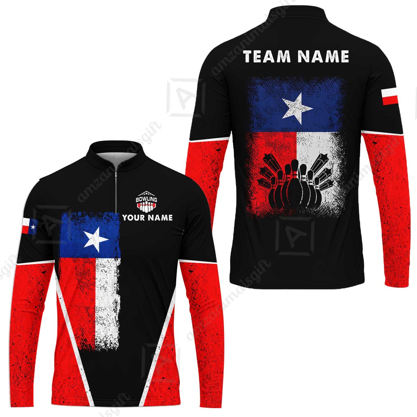 Custom Bowling Jersey Polo Shirt, Texas Stricker, Custom Bowling Jersey Team Shirt For Players With Name and Team Name
