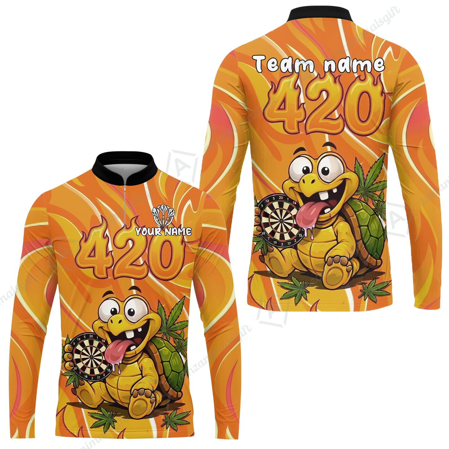 Custom Dart Jersey Team Shirt For Players, Funny Turtle 420, Personalize Name and Team Name