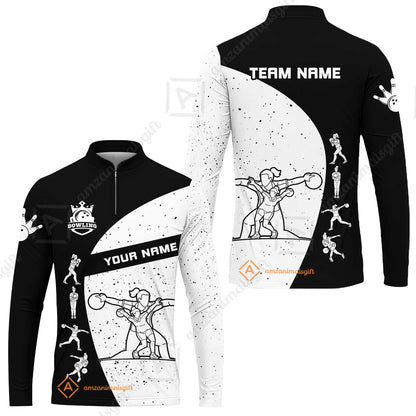 Custom Stylish Black and White Bowling Team Unisex Polo Shirts, Bowling Team Uniforms Jerseys, Polo Shirt With Name And Team Name