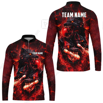 Custom Bowling Jersey Polo Shirt, Dark Fantasy Hellfire Werewolf, Custom Bowling Jersey Team Shirt For Players With Name & Team Name