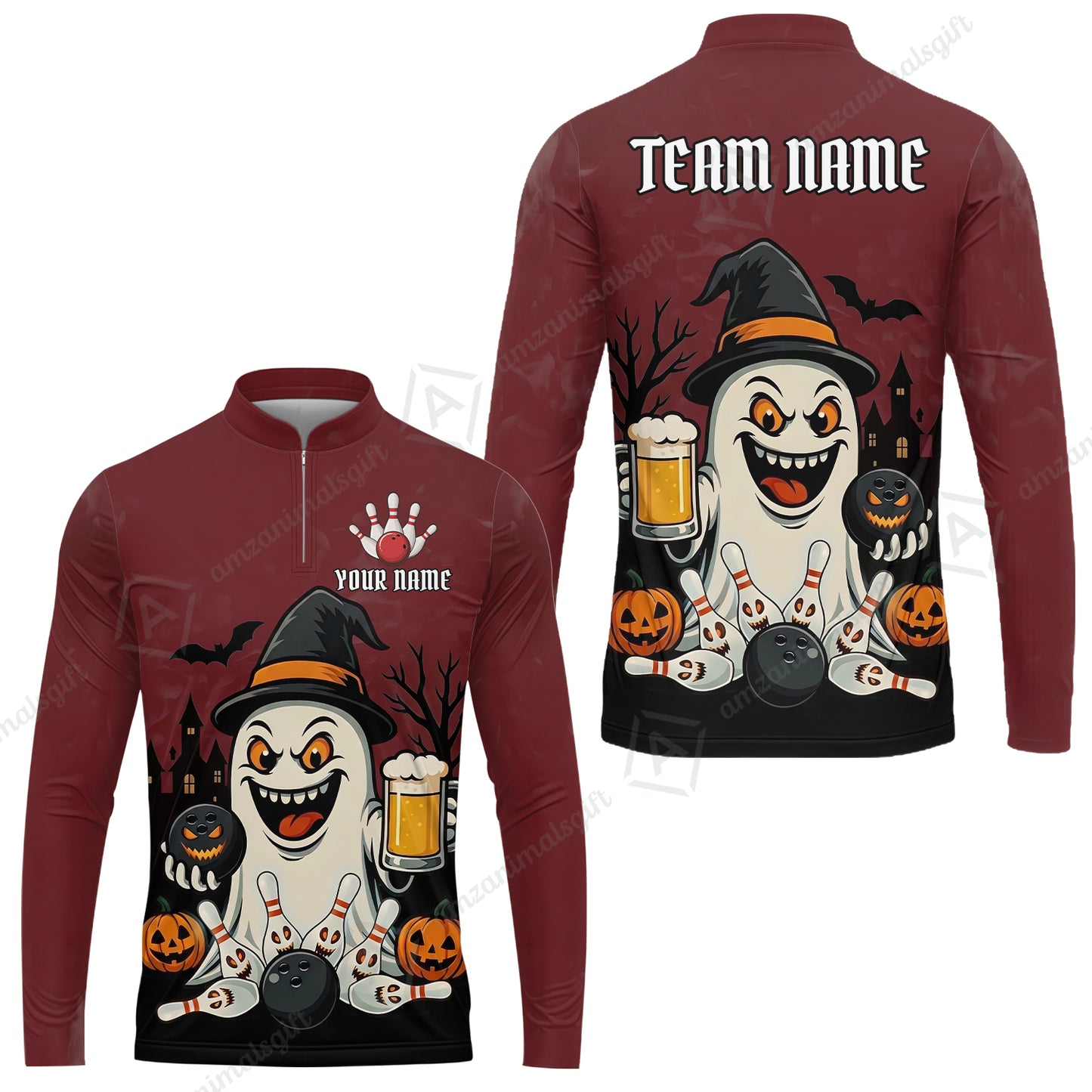 Custom Bowling Jersey Polo Shirt, Bowling Halloween Witch, Custom Bowling Jersey Team Shirt For Players With Name & Team Name