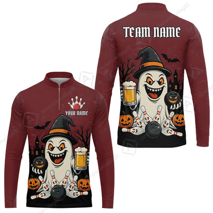 Custom Bowling Jersey Polo Shirt, Bowling Halloween Witch, Custom Bowling Jersey Team Shirt For Players With Name & Team Name